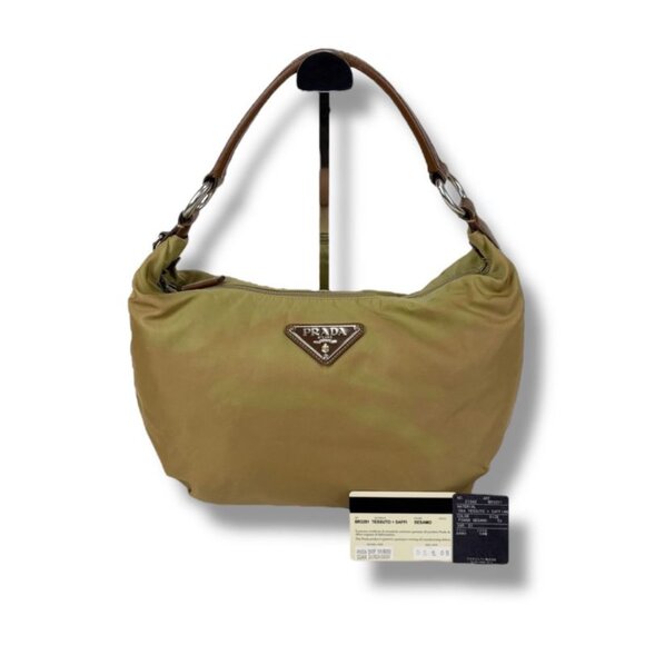 Prada Handbags - Prada One Shoulder Bag Triangle Logo Hobo Soho Khaki Brown Tessuto Nylon